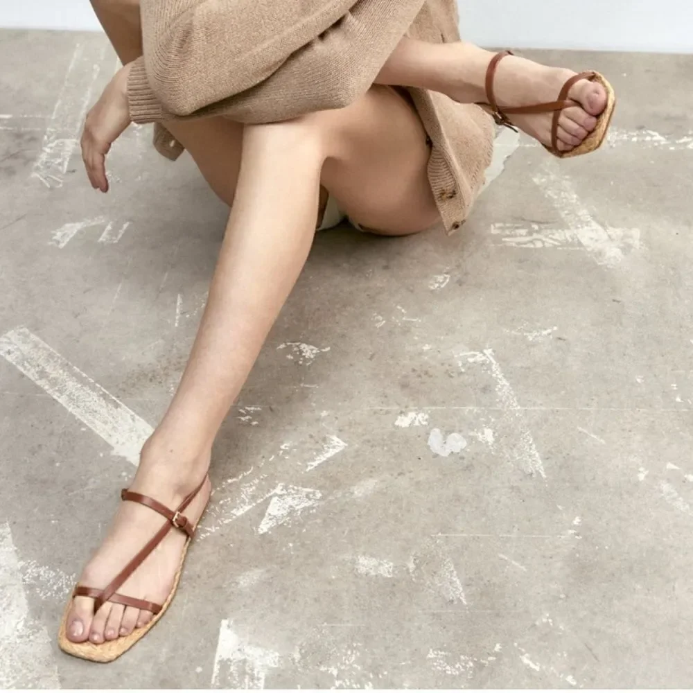 NWT Zara Leather Strap Flat Sandals - Picture 3 of 11